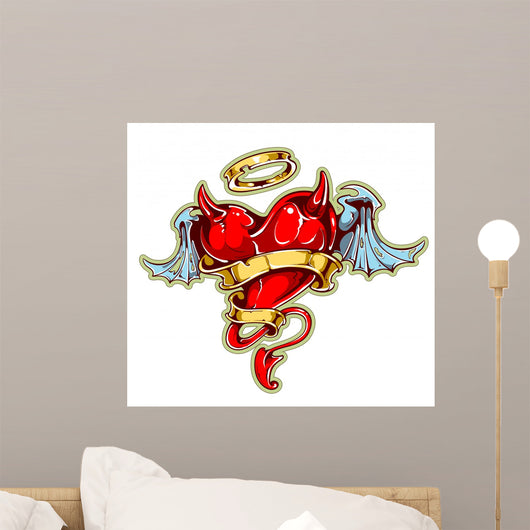 Tattoo Styled Heart with Wall Mural