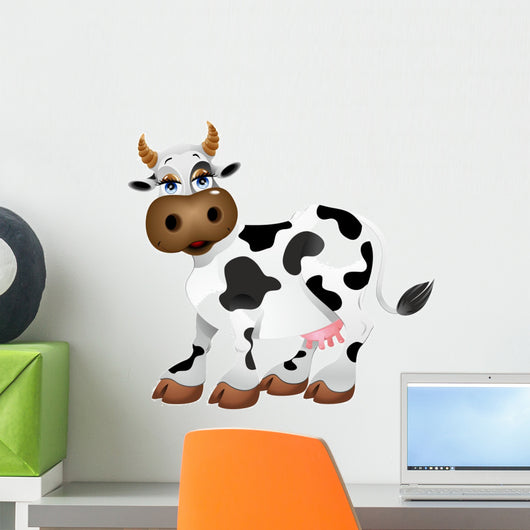 Mucca Cartoon-Cartoon Cow-Vector Wall Decal