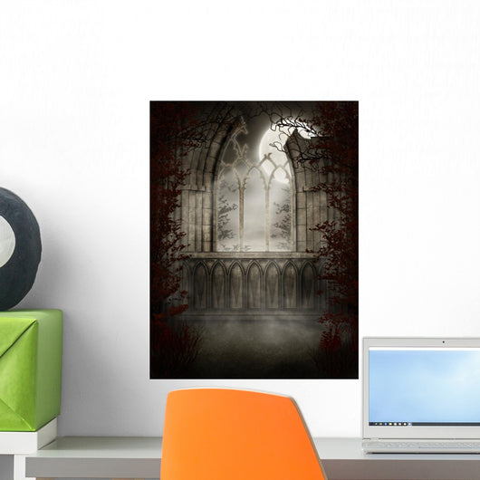 The Gothic Ruins of the Autumn Trees Wall Mural