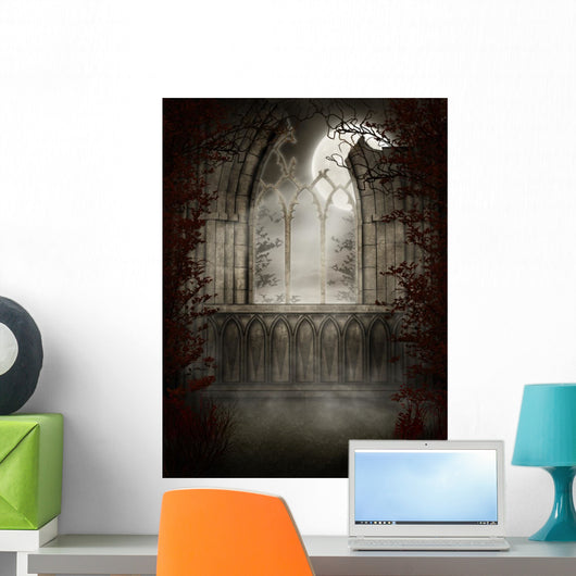 The Gothic Ruins of the Autumn Trees Wall Mural