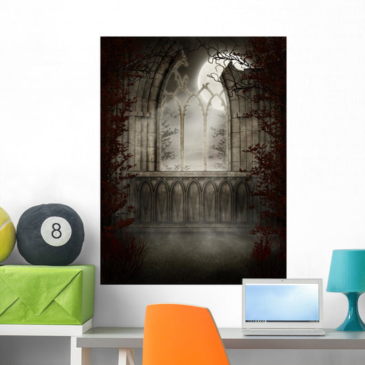 The Gothic Ruins of the Autumn Trees Wall Mural
