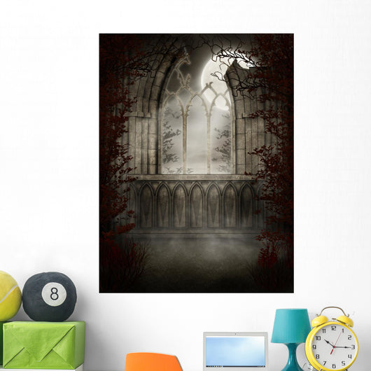 The Gothic Ruins of the Autumn Trees Wall Mural