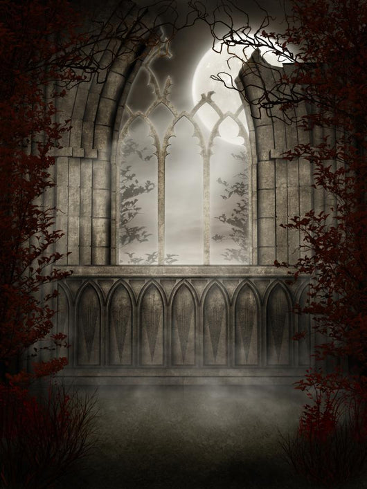 The Gothic Ruins of the Autumn Trees Wall Mural