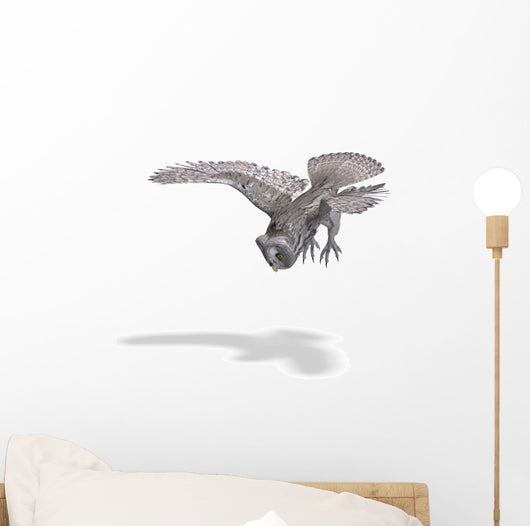 Flying Grey Owl Wall Decal