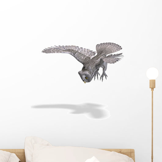 Flying Grey Owl Wall Decal