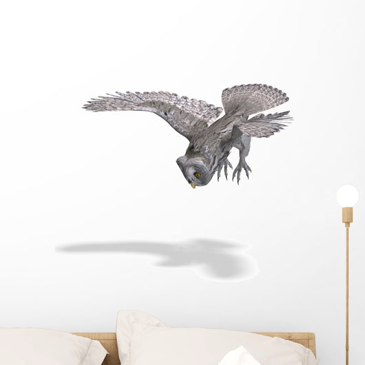 Flying Grey Owl Wall Decal