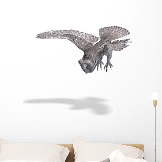 Flying Grey Owl Wall Decal