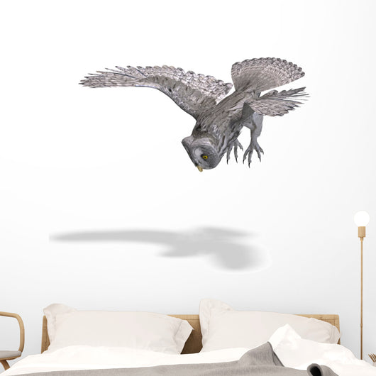 Flying Grey Owl Wall Decal