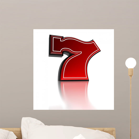 Lucky Number Seven Over White Background Wall Decal