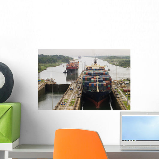Cargo Ship in Panama Canal Wall Mural