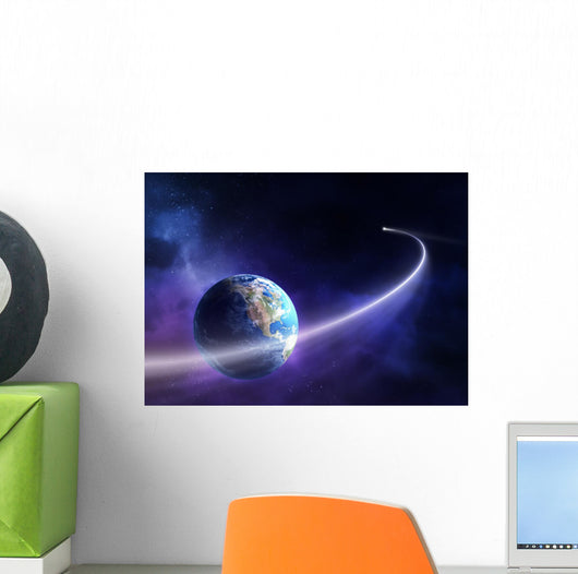 Comet Moving past Planet Wall Mural