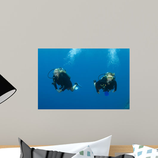 Blond Female Scuba Divers Wall Mural