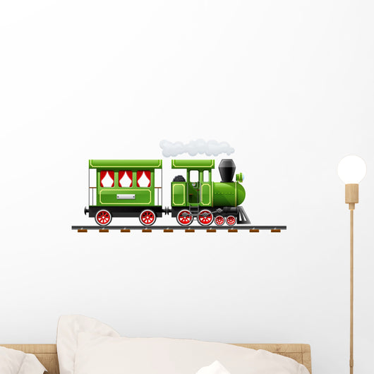 green retro locomotive with Wall Decal
