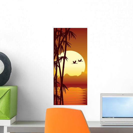 bamboo and sunset Wall Mural