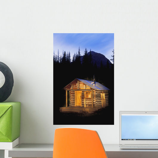Wood Cabin In Forest Wall Mural