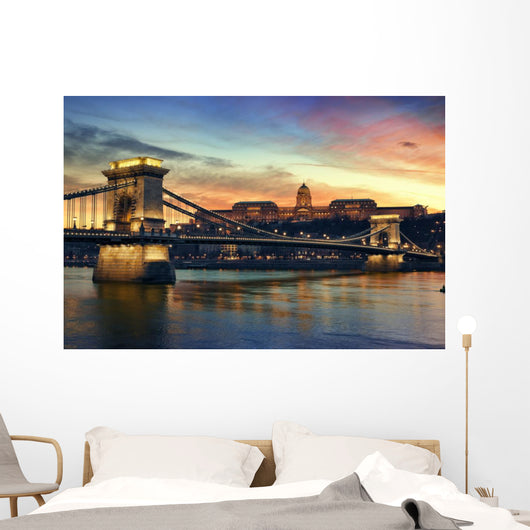 Budapest at sunset. Wall Mural