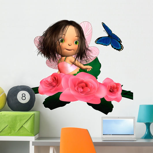 Baby Pink Rose Fairy Wall Decal