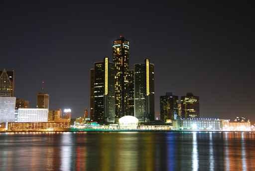 Detroit Skyline Night Wall Decal