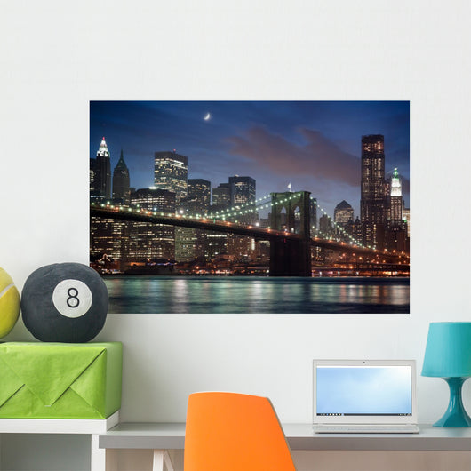 Brooklyn Bridge at night Wall Mural