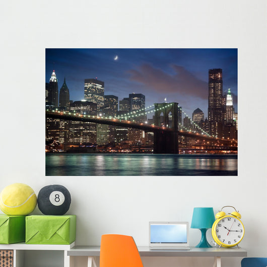 Brooklyn Bridge at night Wall Mural