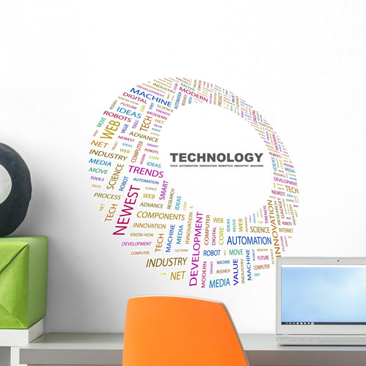 Technology Word Collage White