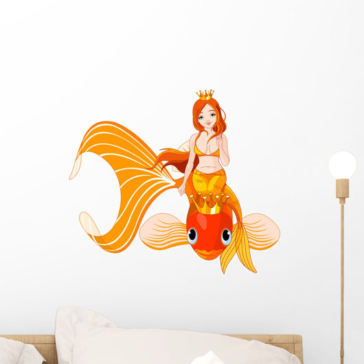 Mermaid Riding Golden Fish