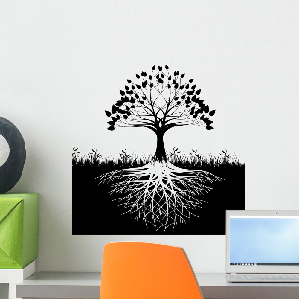 Vinyl Wall Decal Tree Roots Leaves Home Art Stickers Murals Large Decor (ig4763) Black Tree Roots Vinyl Decal