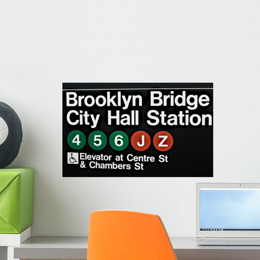 Sign in subway station in New York Wall Mural