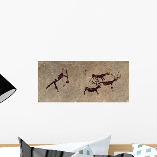 Prehistoric Hunter - Cave Painting Reproduction Wall Mural