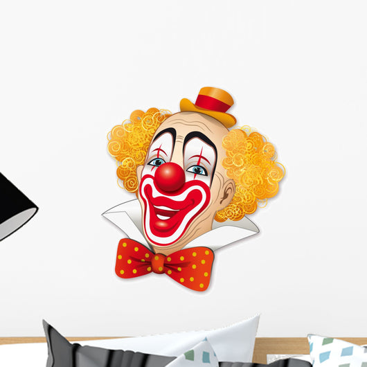 Clown with red hair on a white background Wall Decal