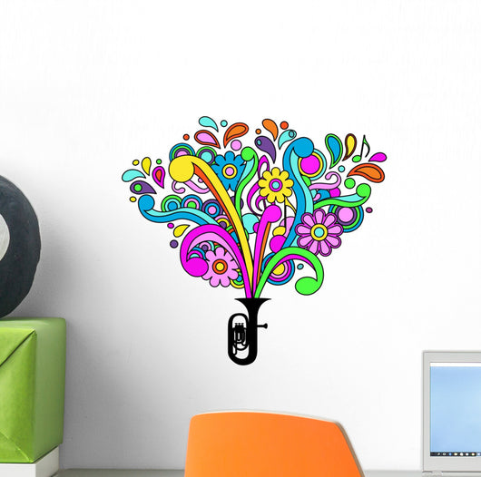 Retro Styled Psychedelic Music Vector Wall Decal