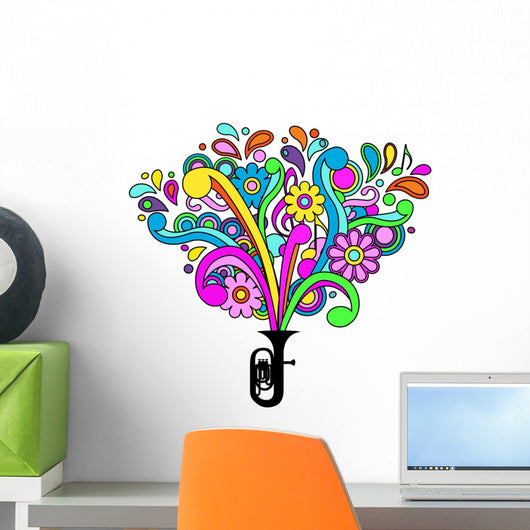 Retro Styled Psychedelic Music Vector Wall Decal