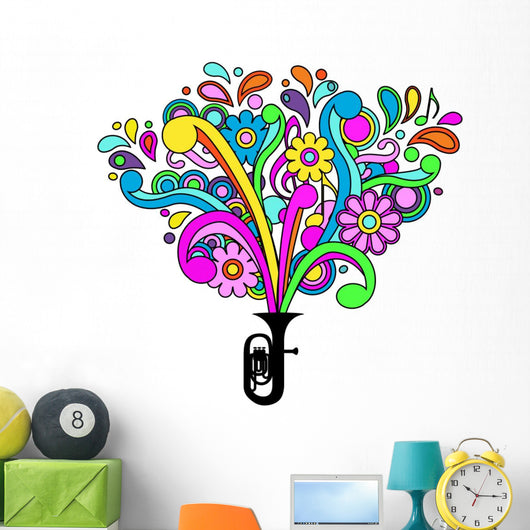 Retro Styled Psychedelic Music Vector Wall Decal