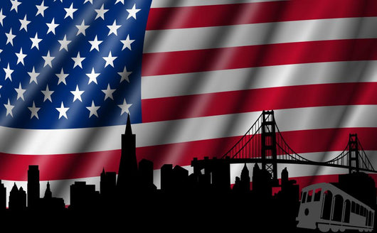 USA American Flag with Wall Decal