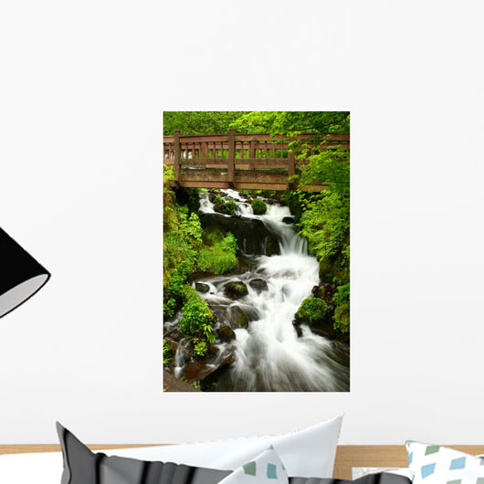 bridge over wahkeena falls Wall Mural