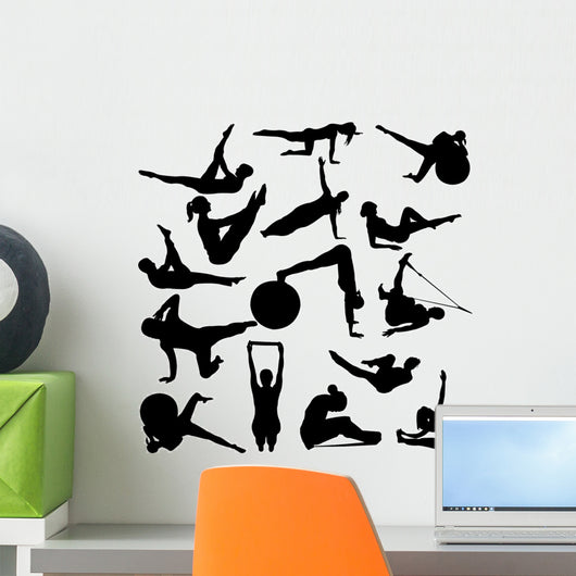Pilates Women Silhouettes Vector