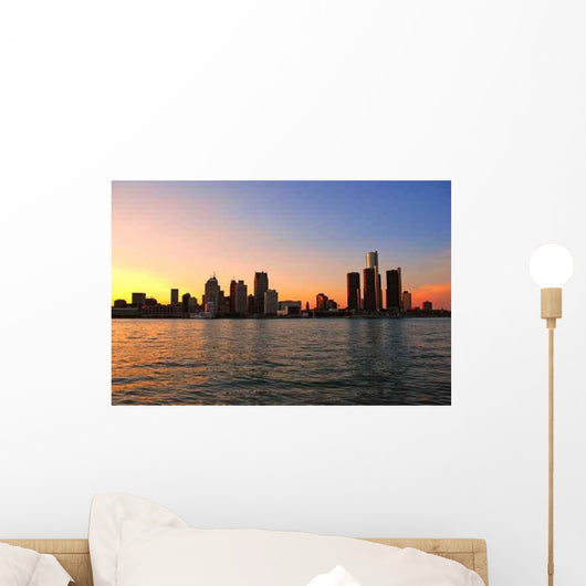Detroit Skyline Sunset Wall Decal