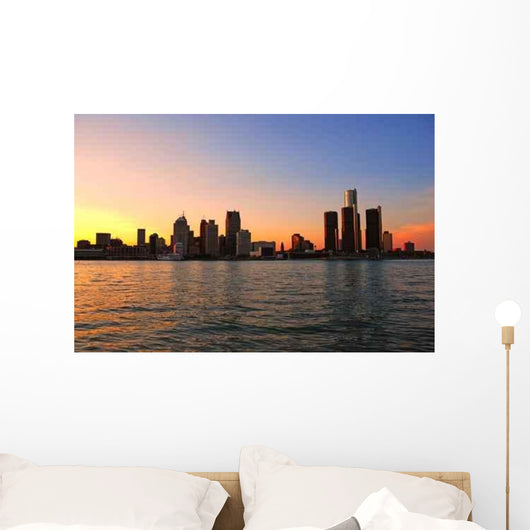 Detroit Skyline Sunset Wall Decal