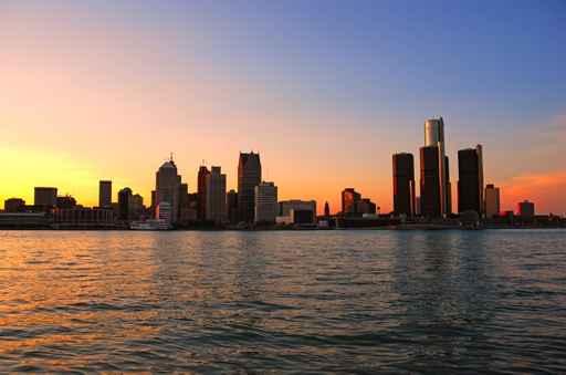 Detroit Skyline Sunset Wall Decal