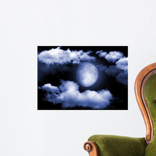 The moon in the night sky in clouds Wall Mural