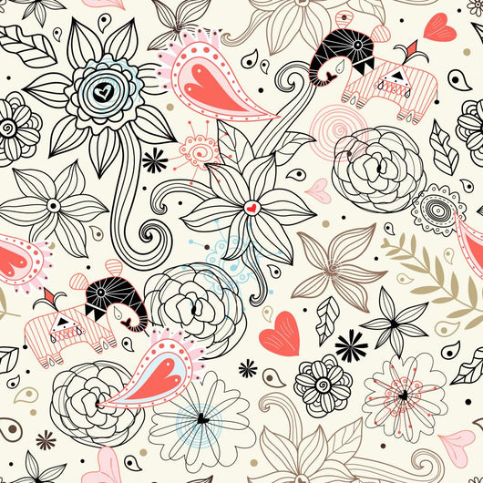 Graphic Floral Texture with Wall Decal