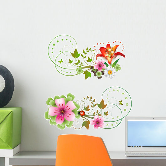 Flowers Arrangement and Butterflies