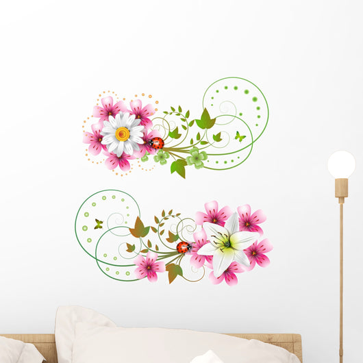 Flowers Arrangement and Butterflies