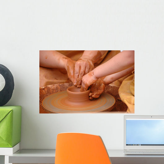 Hands and Pottery Wall Mural