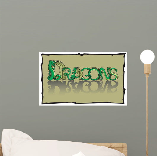 Dragons Inscription Using Special Fantasy Font Vector Wall Decal