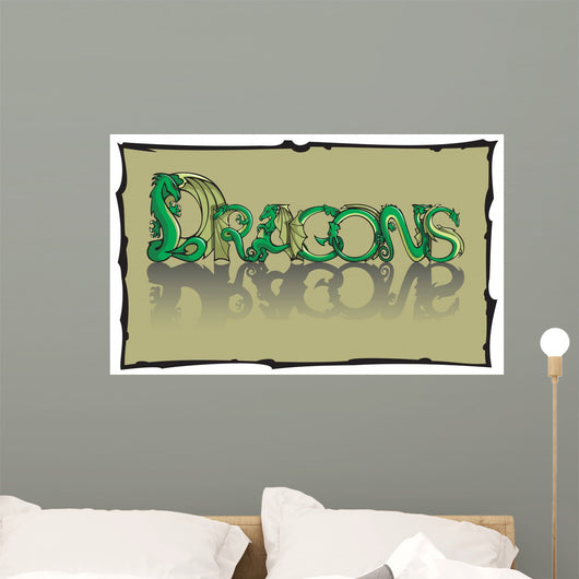 Dragons Inscription Using Special Fantasy Font Vector Wall Decal