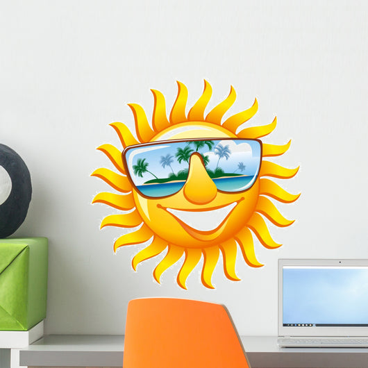 Cheerful Sun in Sunglasses Wall Decal
