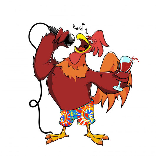 Rooster with Glass of Wine Wall Decal