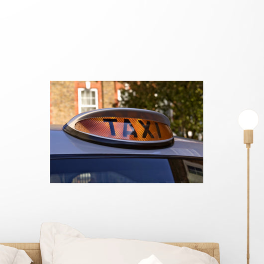 taxi for hire light, london Wall Mural