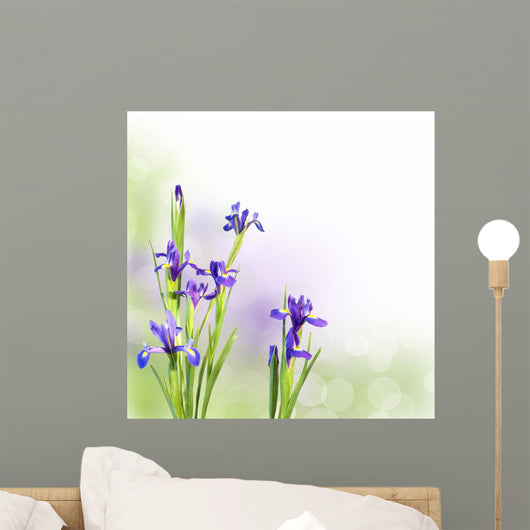 Iris blue, pastel background Wall Mural